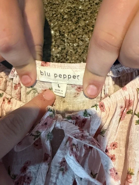 Floral Off-Shoulder Tiered Sundress - Pink Rose Print - Picture 2 of 6